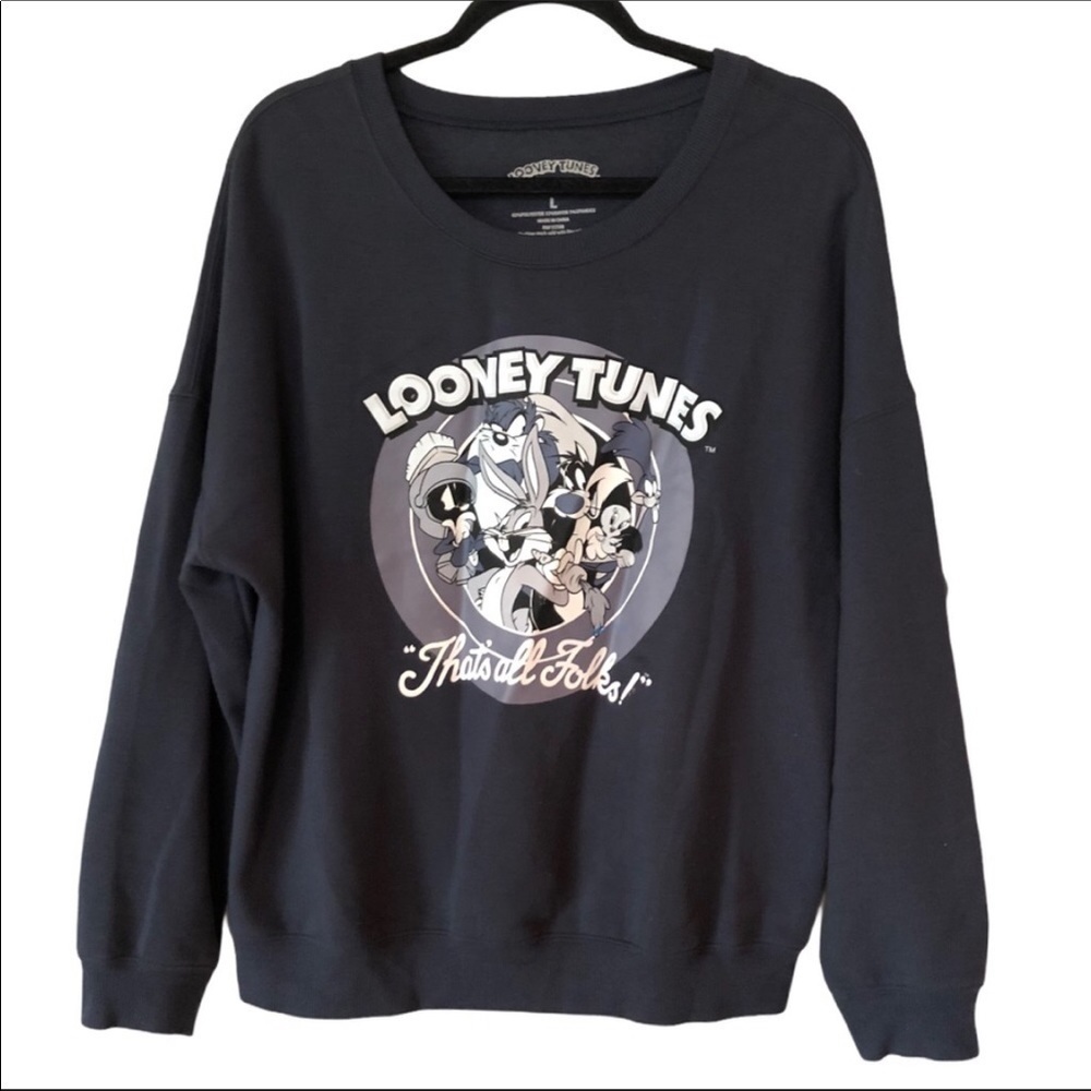 Looney Tunes Gray Comfy Loungewear Sweatshirt Size Medium